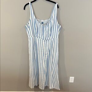 Old Navy Blue and White Striped Midi Dress